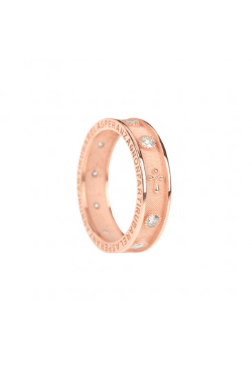 Anello Rosario Argento Rosa Incisione Frase Papa Francesco Cristalli Bianchi Misura 21Agios AGI103/A-RZB