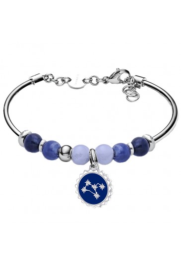 Bracciale Tres Jolie Segno Zodiacale Gemelli Gemini Pietre Naturali Cristalli Swarovski Acciaio XWJCQFM