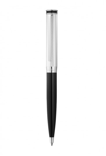 Penna Sfera Argento Nero Lucido Incisione Personalizzata Edelfeder Waldmann 0147
