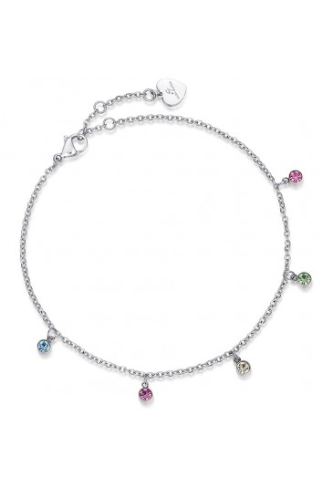 Cavigliera Luca Barra Donna Cristalli Colorati Acciaio Silver CV109