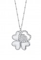 Collana Lunga Luca Barra Ciondolo Charm Quadrifoglio Cuore Glitter Acciaio Portafortuna CK1456