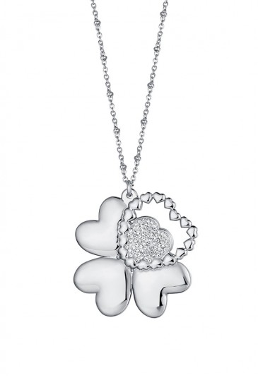 Collana Luca Barra Acciaio Quadrifoglio Cuore Glitter CK1456