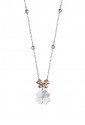 Collana Girocollo Luca Barra Donna Charm Quadrifoglio Glitter Acciaio Rosa Portafortuna CK1411