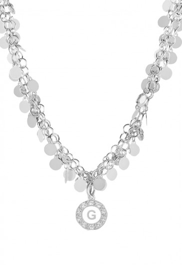 Collana Girocollo Jasmine Argento Charms Lettera G Smalto Bianco Donna EW40DFM