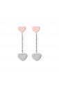 Orecchini Luca Barra Acciaio Rose Cuori Glitter Bianco OK1049