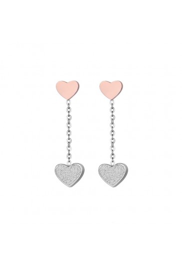 Orecchini Luca Barra Acciaio Rose Cuori Glitter Bianco OK1049