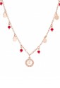 Collana Girocollo Dvccio Venere Argento Rosa Charms Lettera E Pietra Rossa YS9KFFM