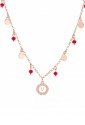 Collana Dvccio Argento Rosa Lettera V Pietra Rossa AJITWFM