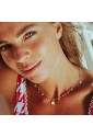 Collana Dvccio Argento Rosa Lettera V Pietra Rossa AJITWFM