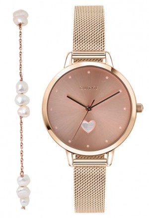 Kit Orologio + Bracciale Oui&Me Donna Petite Amourette Quadrante Cuore Acciaio Rosa ME010194