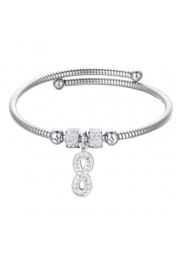 Bracciale Semirigido Donna Acciaio Charm Infinito Cristalli Bianchi Luca Barra BK1943