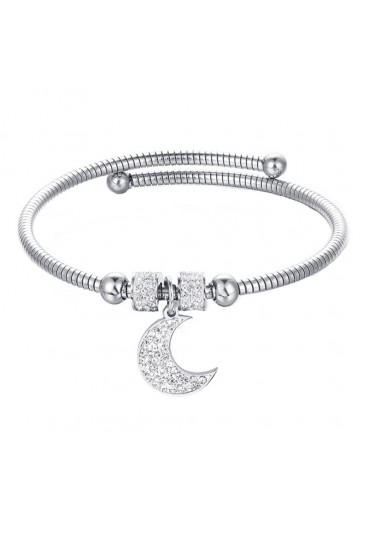 Bracciale Semirigido Donna Acciaio Charm Luna Cristalli Bianchi Luca Barra BK1942