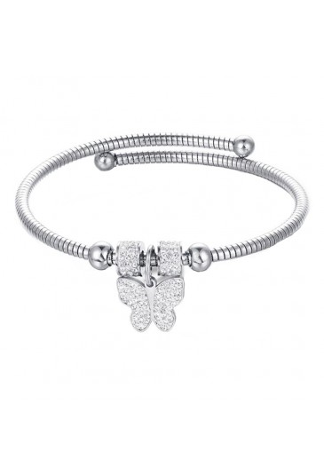 Bracciale Luca Barra Acciaio Farfalla Cristalli Bianchi BK1944