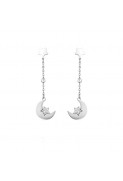 Orecchini da donna in argento 925, orecchini pendenti in cristallo luna stella lunga, orecchini pendenti asimmetrici in metallo gioielli da donna, regali di compleanno