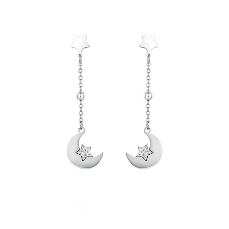 Orecchini a forma di luna e stella blu scuro, perline floreali in ceramica, ganci in argento sterling, gioielli celestiali mistici, regalo unico - Italia
