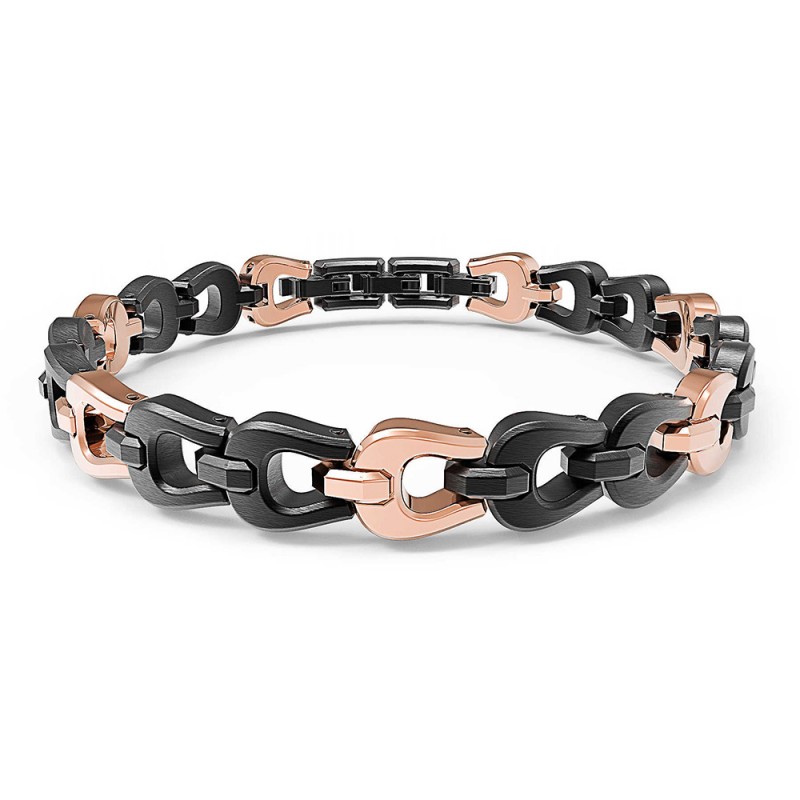 Bracciale Uomo Brosway In Acciaio A Catena Spiga Riptide E Pvd Nero Reutenio