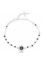 Bracciale Rosario Dvccio Heave Argento Pietre Nere Croce Cristalli Smalto Nero Lettera A 8DP77FM