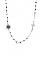 Collana Rosario Girocollo Dvccio Heave Argento Pietre Nere Croce Cristalli Smalto Nero Lettera A 6ZLRSFM