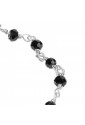 Collana Rosario Girocollo Dvccio Heave Argento Pietre Nere Croce Cristalli Smalto Nero Lettera G TN4FAFM