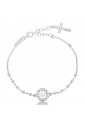 Bracciale Dvccio Rosario Argento Croce Lettera E Cristalli Smalto Bianco VFQDHFM