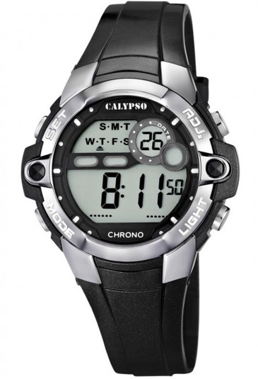 Orologio Calypso Digitale Cronografo Luminoso Nero Lucido 10ATM K5617/6
