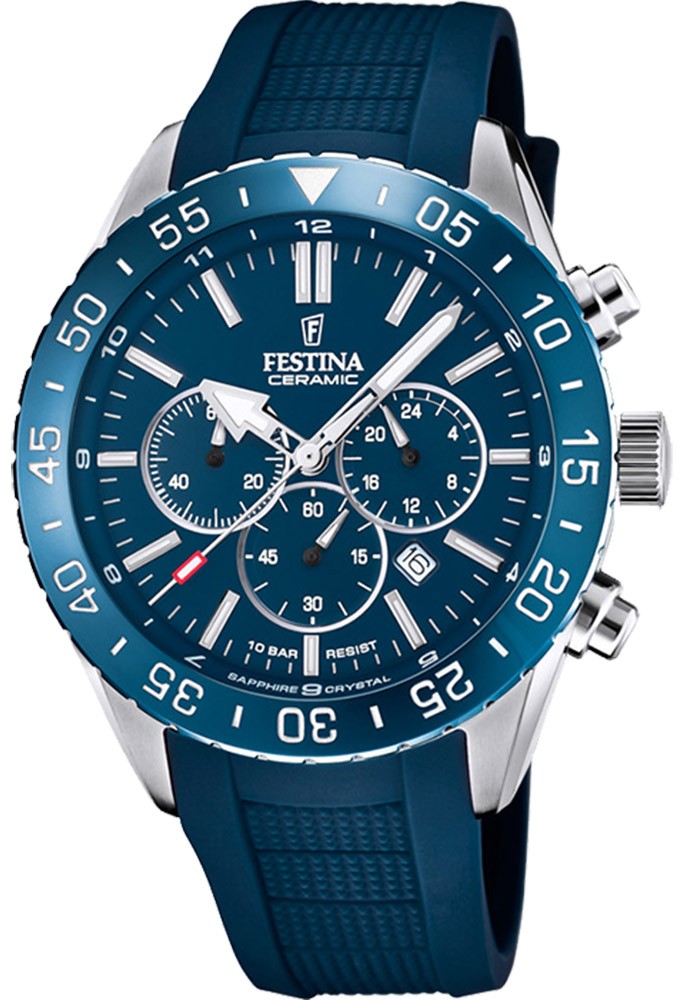 Orologio Festina Cronografo Datario Ghiera Ceramica Blu Uomo