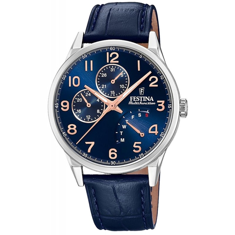 Orologio Festina Multifunzione Quadrante Blu Cinturino Pelle