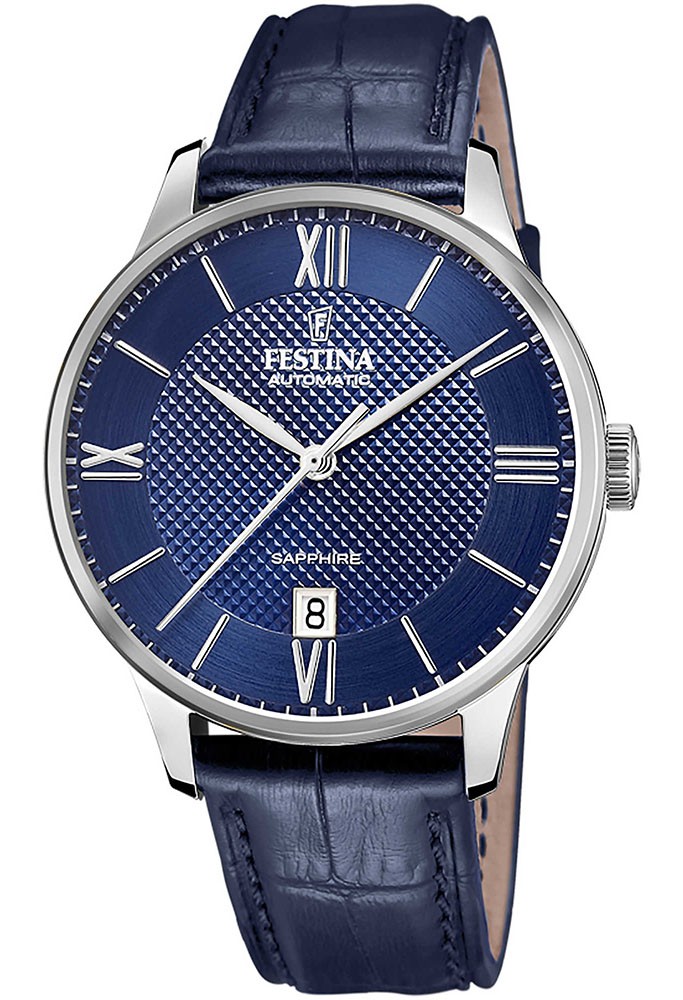 Festina Orologio Uomo F6837/3 – Quarzo, Quadrante Blu, Cinturino In Pelle Nera, Cassa In Acciaio