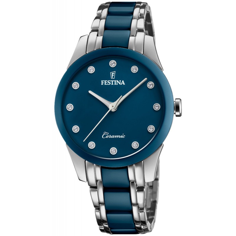 Orologio Festina Ceramica Blu Acciaio Cristalli Swarovski F20499/2