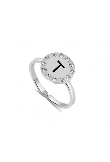 Anello Dvccio Donna Lettera T Ottone Silver XFV4DFM