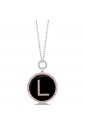 Collana Lunga Dvccio Argento Lettera L Smalto Nero Collezione My Letters 7105