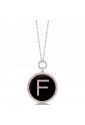 Collana Lunga Dvccio Argento Lettera F Smalto Nero Collezione My Letters 7102