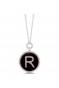 Collana Lunga Dvccio Argento Lettera R Smalto Nero Collezione My Letters Dvccio 7110