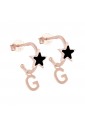 Orecchini Cerchio Dvccio Stella Smalto Nero Argento Rosa Lettera G Collezione Megghy LAHLJFM