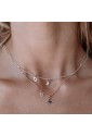 Collana Dvccio Girocollo Argento Rosa Fiore Lettera F Smalto Nero NMQFBFM