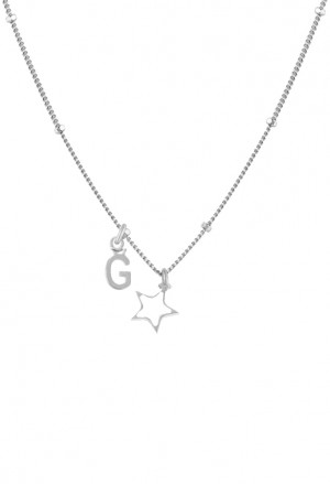 Collana Girocollo Dvccio Stella Smalto Bianco Argento Lettera G Collezione Megghy PH7Q5FM