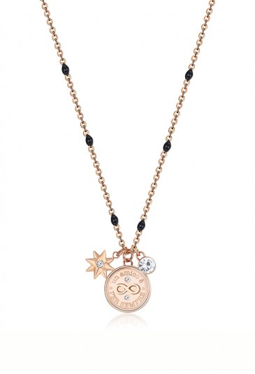 Collana Brosway Chakra Infinito Significato Amicizia Incisione Cristalli Acciaio Rosa BHKL10