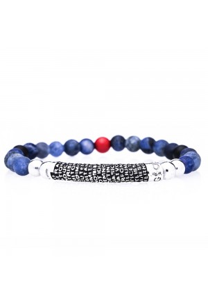 Bracciale Elastico Pietre Blu Argento Preghiera Padre Nostro Misura XL Agios AGI251/B-AB-B