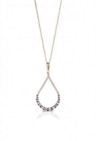 Collana Argento Rosa Ciondolo Goccia Cristalli Lilla Mediterrane 3KOLTFM