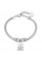 Bracciale Luca Barra Donna Acciaio Orsetto Cristalli BK1938