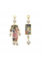 Orecchini Asimmetrici Lebole Gioielli Kimono Mini Argento Seta Giapponese Perla E04INFM