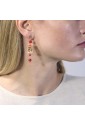 Orecchini Asimmetrici Lebole Gioielli Kimono Mini Argento Seta Giapponese Pietra Rosso Rubino GZFNXFM