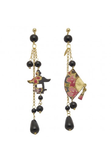 Orecchino Singolo In Argento Con Rubino - Collezione Middle Ages Lebole - Made In Italy