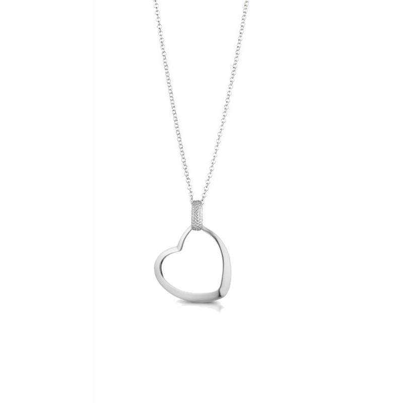 COAI Collana Donna In Argento 925 Con Ciondolo Cuore Di Ametista Naturale - Pietra Sfaccettata 12,5x13mm