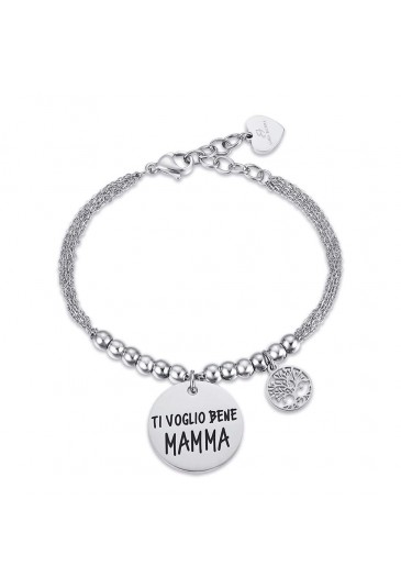 Bracciale Ciondolo Ti Voglio Bene Mamma Acciaio BK2045