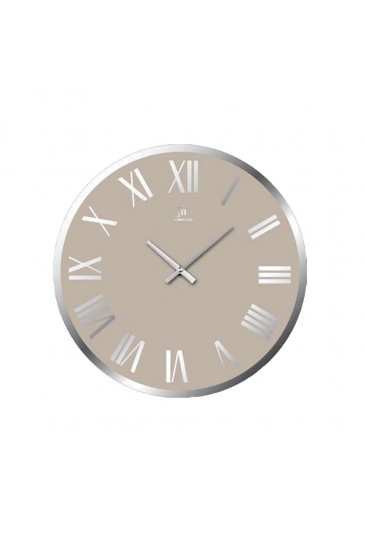 Orologio Da Parete Tortora Numeri Romani Cassa Vetro Serigrafato Ufficio Lowell 14893T