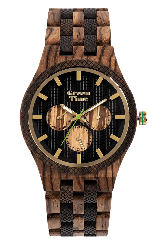 Zeitholz Orologio in Legno da Uomo, Modello Zittau: Fatto a mano in noce e sandalo naturale 100% con movimento al quarzo, lancette luminose e calendario mensile. (Acero