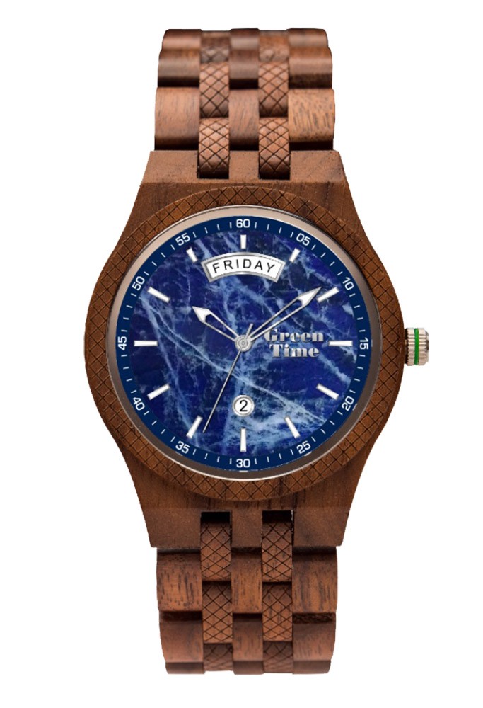 Holzwerk Germany Orologio Da Uomo In Legno Naturale, Realizzato A Mano, Cronografo, Marrone E Blu, 44mm