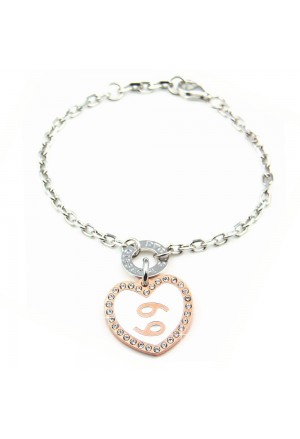 Bracciale Morbido Segno Zodiacale Cancro Cuore Smalto Bianco White Cancer Dvccio 7883