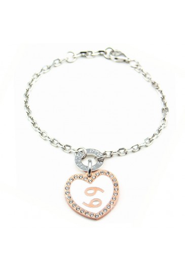 Bracciale Morbido Segno Zodiacale Cancro Cuore Smalto Bianco White Cancer Dvccio 7883